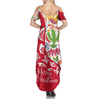 Mexico Christmas Summer Maxi Dress with Butterfly Cactus and Colorful Floral Folk Art - Wonder Print Shop