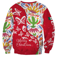 Mexico Christmas Sweatshirt with Butterfly Cactus and Colorful Floral Folk Art - Wonder Print Shop