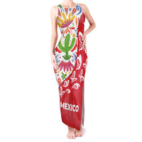 Mexico Christmas Tank Maxi Dress with Butterfly Cactus and Colorful Floral Folk Art - Wonder Print Shop