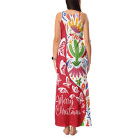 Mexico Christmas Tank Maxi Dress with Butterfly Cactus and Colorful Floral Folk Art - Wonder Print Shop