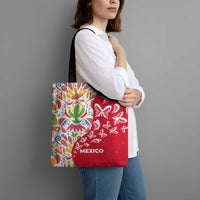 Mexico Christmas Tote Bag with Butterfly Cactus and Colorful Floral Folk Art - Wonder Print Shop