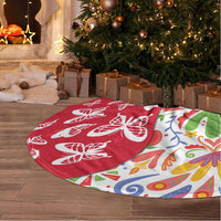 Mexico Christmas Tree Skirt with Butterfly Cactus and Colorful Floral Folk Art - Wonder Print Shop