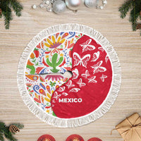 Mexico Christmas Tree Skirt with Butterfly Cactus and Colorful Floral Folk Art - Wonder Print Shop