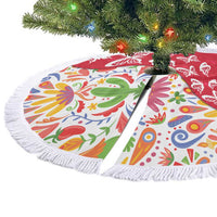 Mexico Christmas Tree Skirt with Butterfly Cactus and Colorful Floral Folk Art - Wonder Print Shop