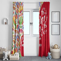Mexico Christmas Window Curtain with Butterfly Cactus and Colorful Floral Folk Art - Wonder Print Shop