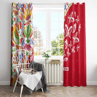 Mexico Christmas Window Curtain with Butterfly Cactus and Colorful Floral Folk Art - Wonder Print Shop
