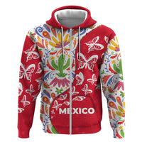 Mexico Christmas Zip Hoodie with Butterfly Cactus and Colorful Floral Folk Art - Wonder Print Shop