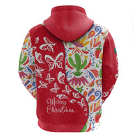 Mexico Christmas Zip Hoodie with Butterfly Cactus and Colorful Floral Folk Art - Wonder Print Shop