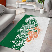 India Christmas Area Rug with Peacock Mandala Pattern and Tricolor Design - Wonder Print Shop
