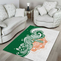 India Christmas Area Rug with Peacock Mandala Pattern and Tricolor Design - Wonder Print Shop
