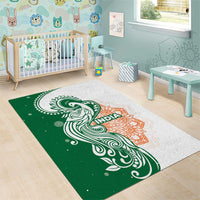 India Christmas Area Rug with Peacock Mandala Pattern and Tricolor Design - Wonder Print Shop