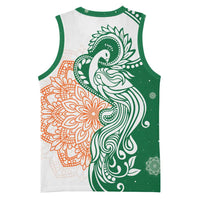 India Christmas Basketball Jersey with Peacock Mandala Pattern and Tricolor Design - Wonder Print Shop