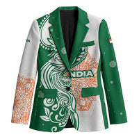 India Christmas Blazer with Peacock Mandala Pattern and Tricolor Design - Wonder Print Shop