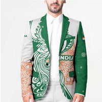 India Christmas Blazer with Peacock Mandala Pattern and Tricolor Design - Wonder Print Shop