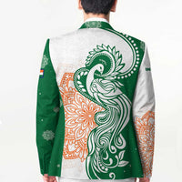 India Christmas Blazer with Peacock Mandala Pattern and Tricolor Design - Wonder Print Shop
