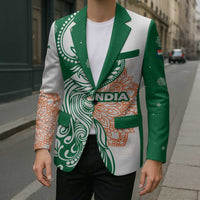 India Christmas Blazer with Peacock Mandala Pattern and Tricolor Design - Wonder Print Shop