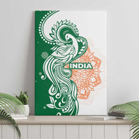 India Christmas Canvas Wall Art with Peacock Mandala Pattern and Tricolor Design - Wonder Print Shop