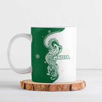 India Christmas Ceramic Mug with Peacock Mandala Pattern and Tricolor Design - Wonder Print Shop