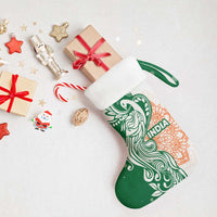 India Christmas Stocking with Peacock Mandala Pattern and Tricolor Design - Wonder Print Shop