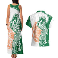 India Christmas Couples Matching Tank Maxi Dress and Hawaiian Shirt with Peacock Mandala Pattern and Tricolor Design - Wonder Print Shop