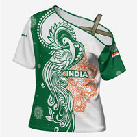 India Christmas Cross Shoulder Shirt with Peacock Mandala Pattern and Tricolor Design - Wonder Print Shop