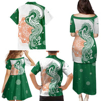 India Christmas Family Matching Puletasi and Hawaiian Shirt with Peacock Mandala Pattern and Tricolor Design - Wonder Print Shop