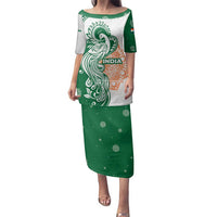 India Christmas Family Matching Puletasi and Hawaiian Shirt with Peacock Mandala Pattern and Tricolor Design - Wonder Print Shop
