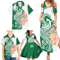 India Christmas Family Matching Summer Maxi Dress and Hawaiian Shirt with Peacock Mandala Pattern and Tricolor Design - Wonder Print Shop