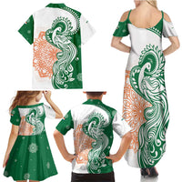 India Christmas Family Matching Summer Maxi Dress and Hawaiian Shirt with Peacock Mandala Pattern and Tricolor Design - Wonder Print Shop