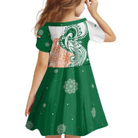 India Christmas Family Matching Tank Maxi Dress and Hawaiian Shirt with Peacock Mandala Pattern and Tricolor Design - Wonder Print Shop