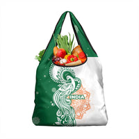 India Christmas Grocery Bag with Peacock Mandala Pattern and Tricolor Design - Wonder Print Shop