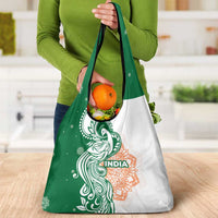 India Christmas Grocery Bag with Peacock Mandala Pattern and Tricolor Design - Wonder Print Shop