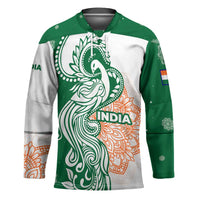 India Christmas Hockey Jersey with Peacock Mandala Pattern and Tricolor Design - Wonder Print Shop