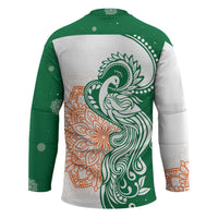 India Christmas Hockey Jersey with Peacock Mandala Pattern and Tricolor Design - Wonder Print Shop