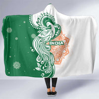 India Christmas Hooded Blanket with Peacock Mandala Pattern and Tricolor Design - Wonder Print Shop