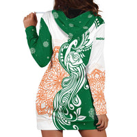 India Christmas Hoodie Dress with Peacock Mandala Pattern and Tricolor Design - Wonder Print Shop