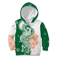 India Christmas Kid Hoodie with Peacock Mandala Pattern and Tricolor Design - Wonder Print Shop