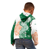 India Christmas Kid Hoodie with Peacock Mandala Pattern and Tricolor Design - Wonder Print Shop
