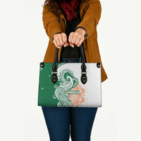 India Christmas Leather Bag with Peacock Mandala Pattern and Tricolor Design - Wonder Print Shop