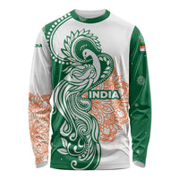 India Christmas Long Sleeve Shirt with Peacock Mandala Pattern and Tricolor Design - Wonder Print Shop