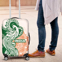 India Christmas Luggage Cover with Peacock Mandala Pattern and Tricolor Design - Wonder Print Shop