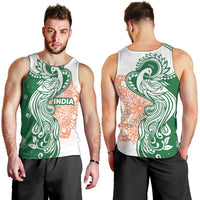India Christmas Men Tank Top with Peacock Mandala Pattern and Tricolor Design - Wonder Print Shop