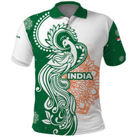 India Christmas Polo Shirt with Peacock Mandala Pattern and Tricolor Design - Wonder Print Shop
