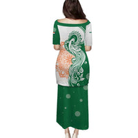 India Christmas Puletasi with Peacock Mandala Pattern and Tricolor Design - Wonder Print Shop