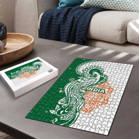 India Christmas Puzzle with Peacock Mandala Pattern and Tricolor Design - Wonder Print Shop