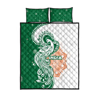 India Christmas Quilt Bed Set with Peacock Mandala Pattern and Tricolor Design - Wonder Print Shop