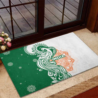 India Christmas Rubber Doormat with Peacock Mandala Pattern and Tricolor Design - Wonder Print Shop