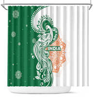 India Christmas Shower Curtain with Peacock Mandala Pattern and Tricolor Design - Wonder Print Shop