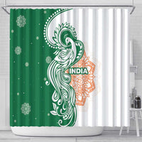 India Christmas Shower Curtain with Peacock Mandala Pattern and Tricolor Design - Wonder Print Shop