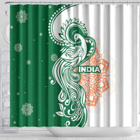 India Christmas Shower Curtain with Peacock Mandala Pattern and Tricolor Design - Wonder Print Shop